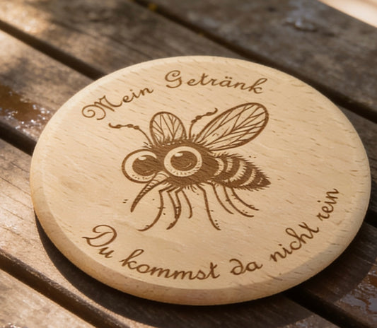 Personalisierte Trinkglasabdeckung aus Holz, graviert, personalisierbar