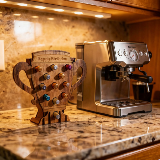 Kaffeekapselhalter aus Holz – personalisierbar