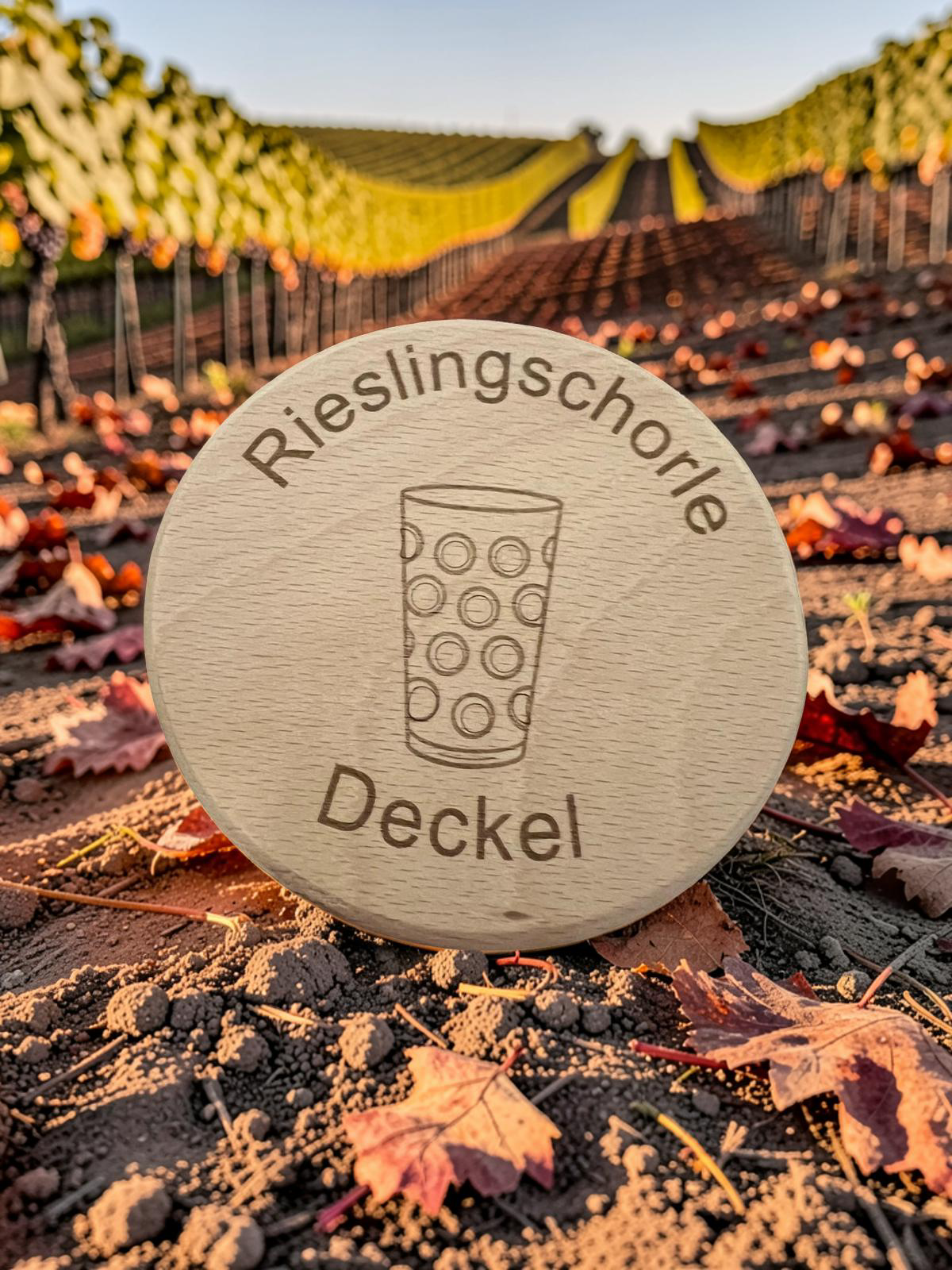 Personalisierte Trinkglasabdeckung aus Holz,Riesling, Insektenschutz