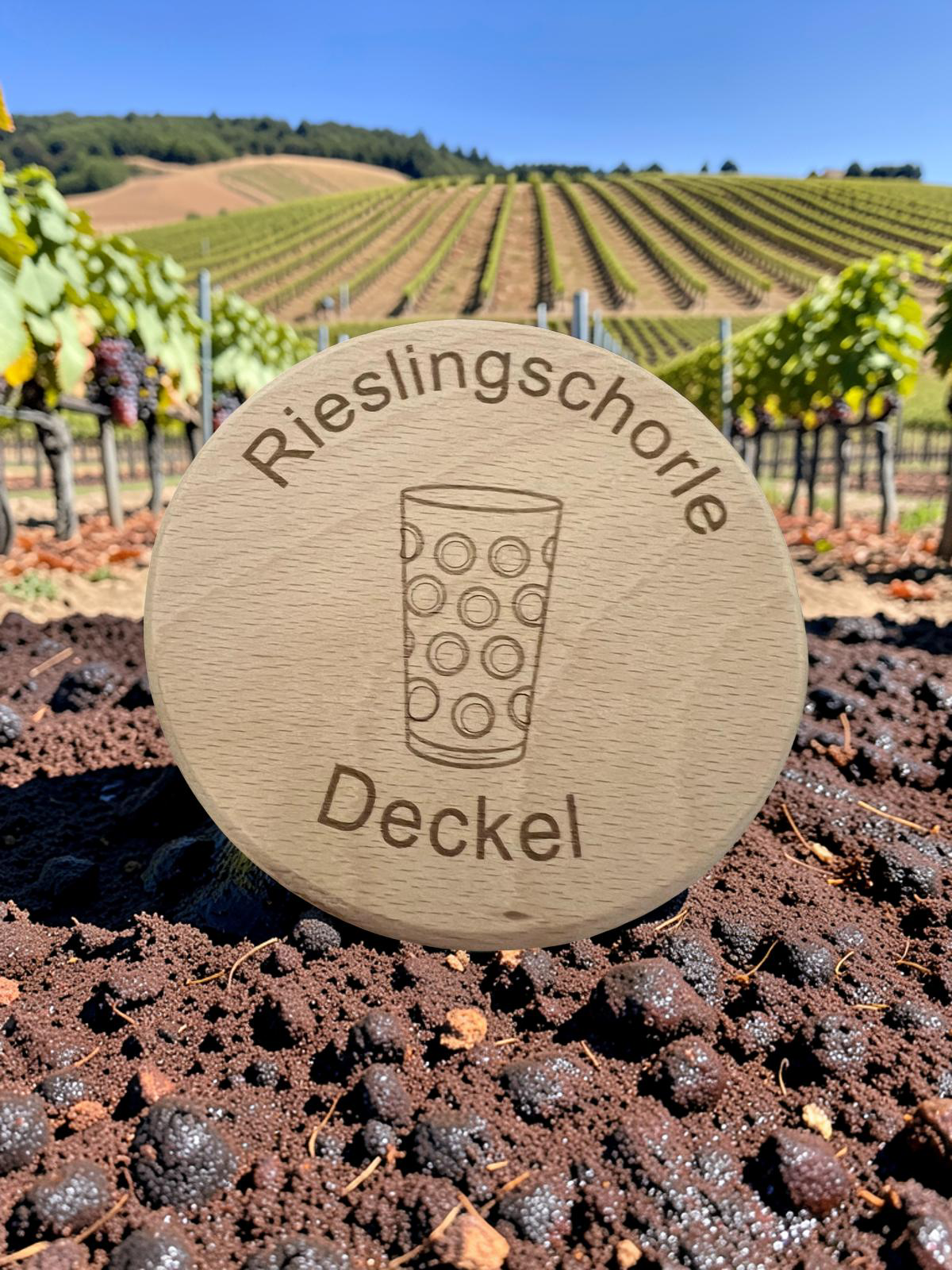 Personalisierte Trinkglasabdeckung aus Holz,Riesling, Insektenschutz