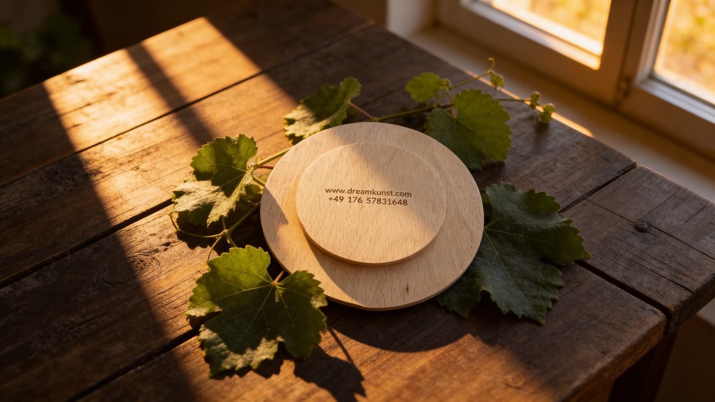Personalisierte Trinkglasabdeckung aus Holz, graviert, personalisierbar