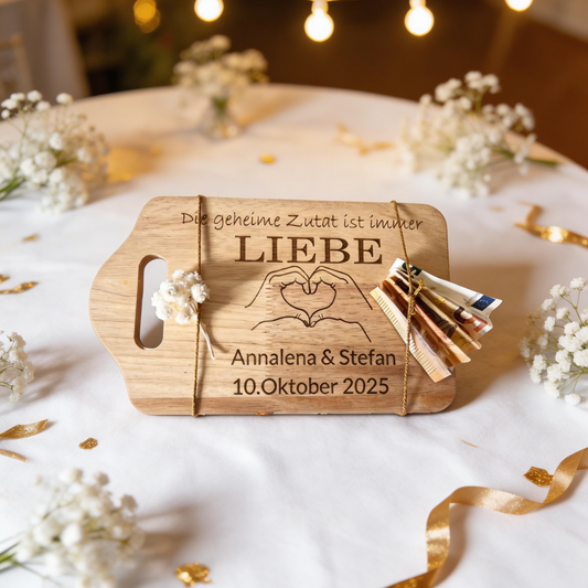 Holzbrettchen zur Hochzeit – graviert