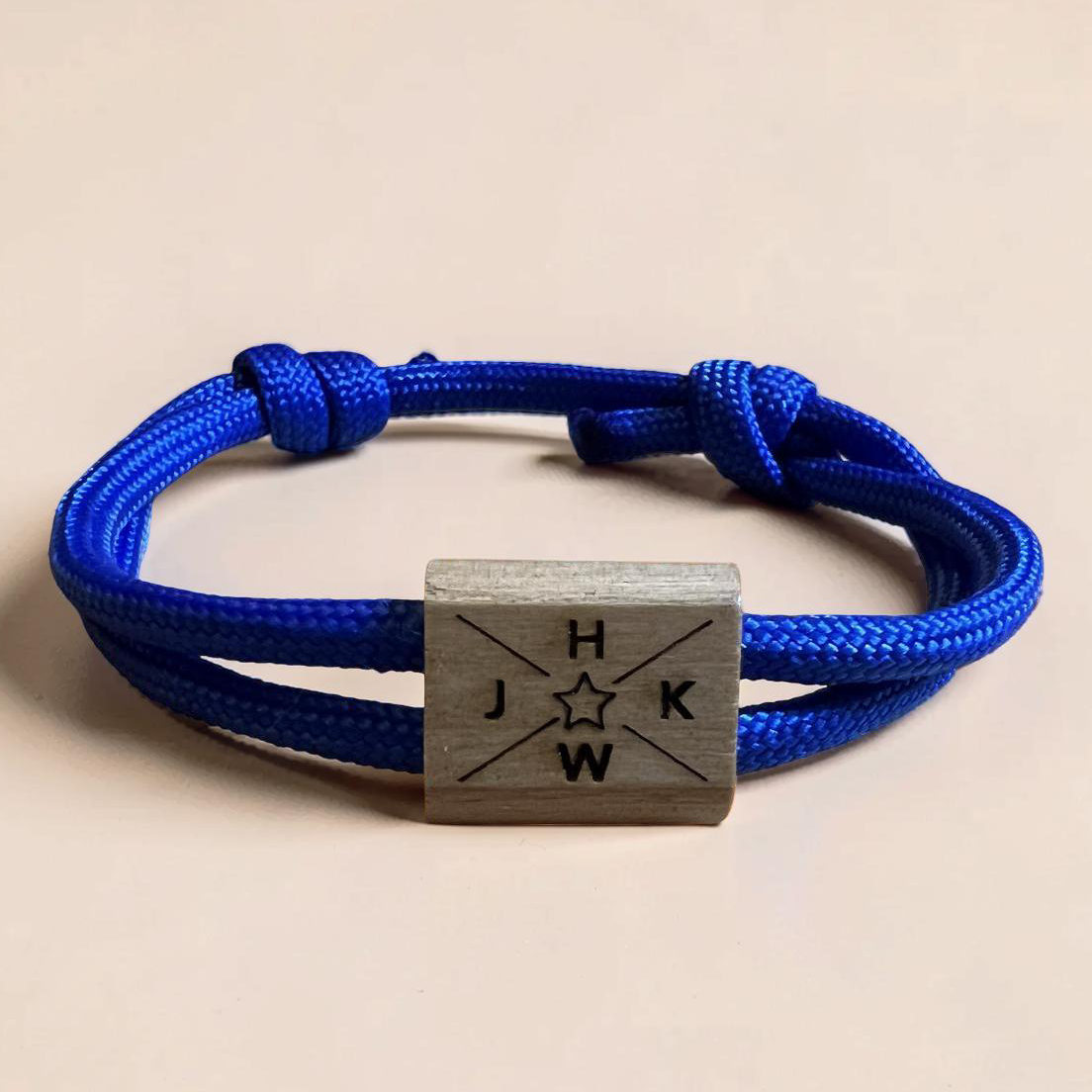 Personalisiertes Segeltau Armband mit Holzschieber „Star“