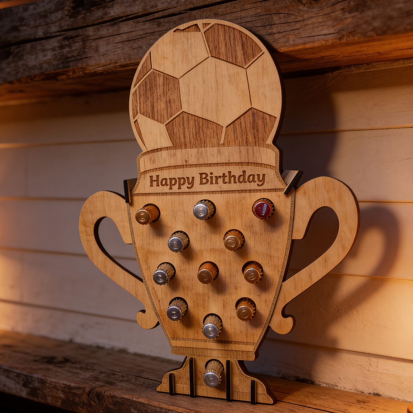 Pokal aus Holz - Flaschenträger