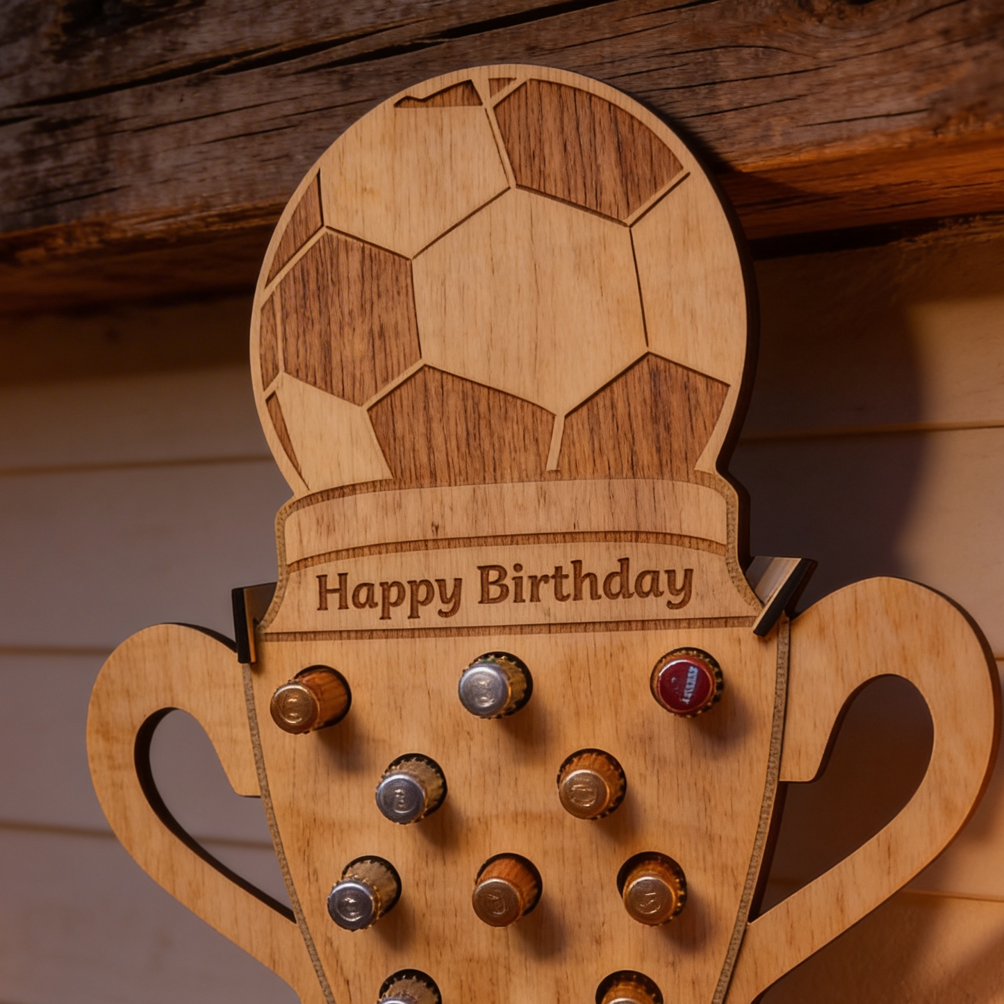 Pokal aus Holz - Flaschenträger