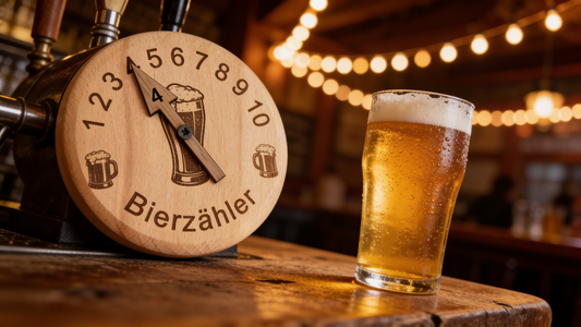 Personalisierte Trinkglasabdeckung aus Holz, Bierzähler