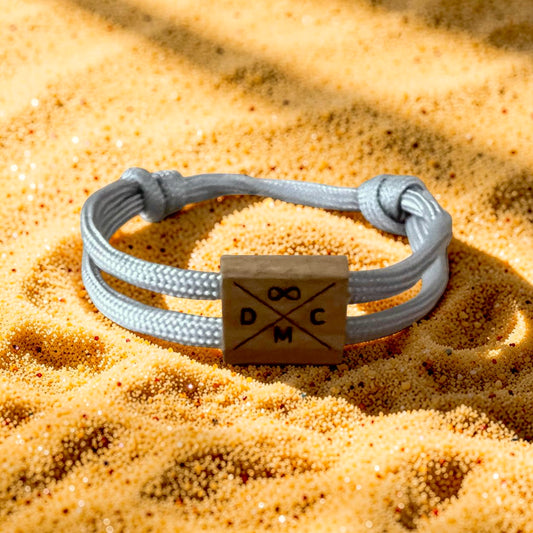 Personalisiertes Segeltau Armband mit Holzschieber „forever“