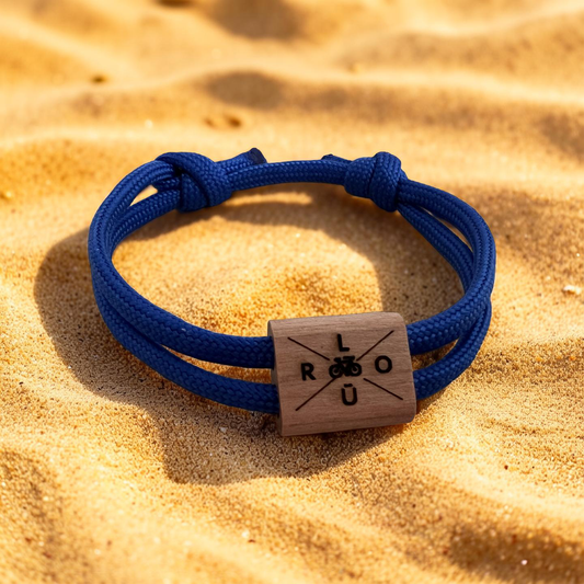 Personalisiertes Segeltau Armband mit Holzschieber „bicycle“