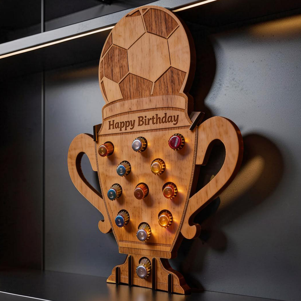 Pokal aus Holz - Flaschenträger